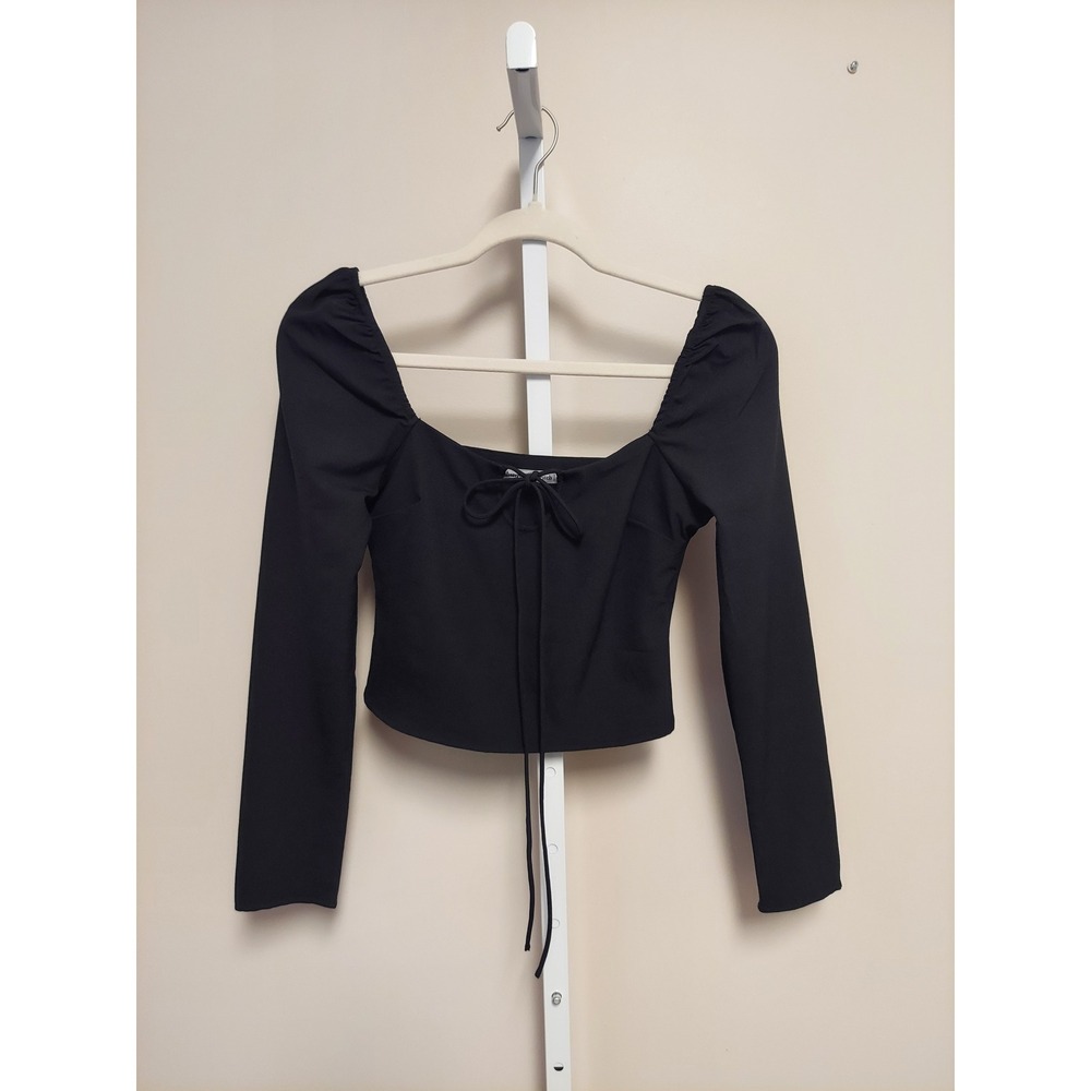Abercrombie & FitchTie Front Puff Shoulder Crop Top XS Coquette Whimsigoth